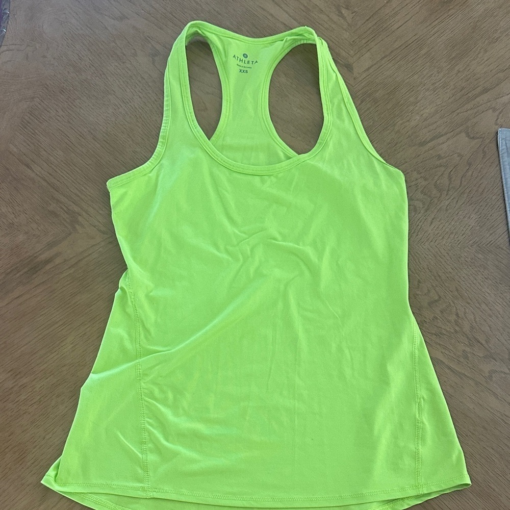 Athleta Women Bright Lime Neon Thin Racer Back Tank Dri-fit Athletic Running